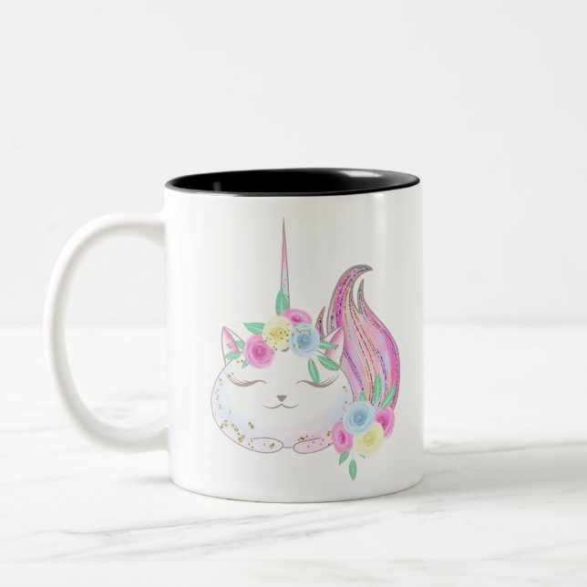 Cute Caticorn Two-Tone Coffee Mug (Left)