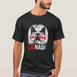 Cute Catnada Canada Cat Maple Leaf Canadian Sungl T-Shirt