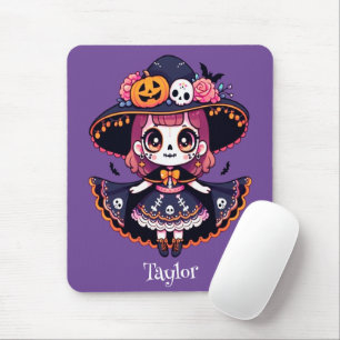 Cute catrina girl halloween personalized mouse mat