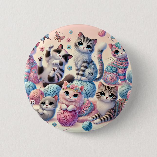 Cute Cats 6 Cm Round Badge (Front)