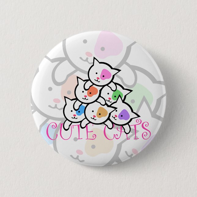 CUTE CATS 6 CM ROUND BADGE (Front)