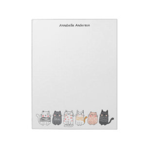 Cute Cats All In A Row Personalize Notepad
