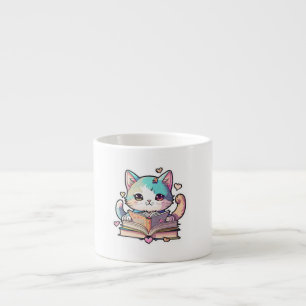 cute cats amazing design reading books by cat espresso cup