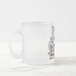 cute cats amazing design reading books by cat  frosted glass coffee mug