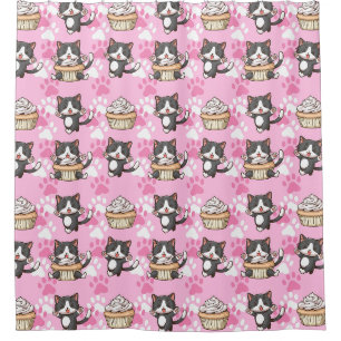 Cute Cats and Cupcakes Shower Curtain