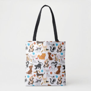 Cute Cats and Dogs Tote Bag