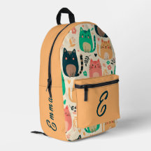Cute Cats and Floral Pattern Custom Monogram Kids