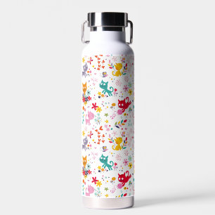 Cute Cats and Flower Fun  Water Bottle