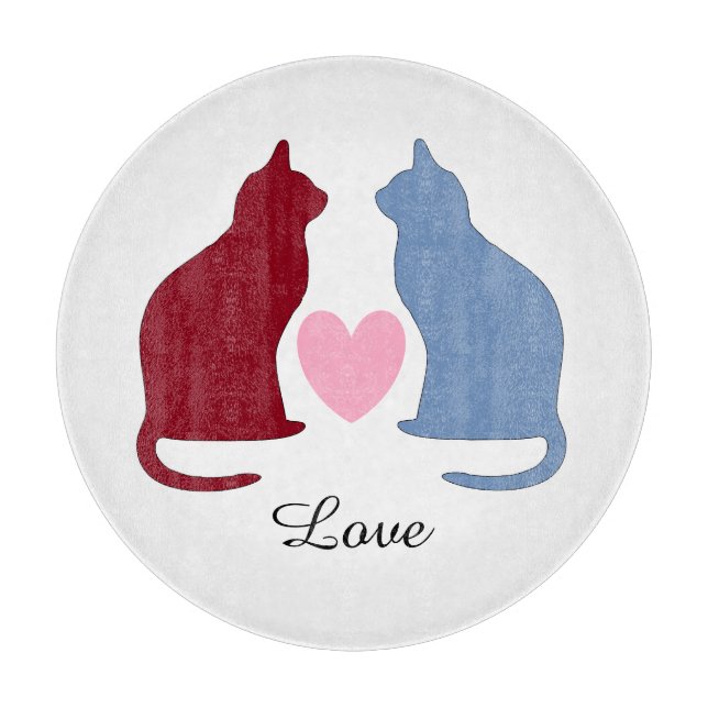 Cute Cats and Heart Love Cutting Board (Front)