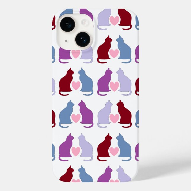 Cute Cats and Heart Pattern Case-Mate iPhone Case (Back)