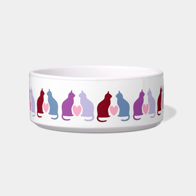 Cute Cats and Hearts Pattern Bowl (Front)