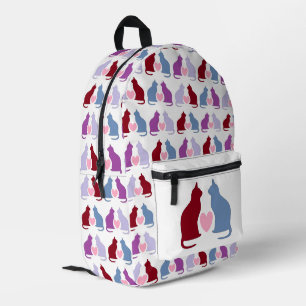 Cute Cats and Hearts Pattern Printed Backpack
