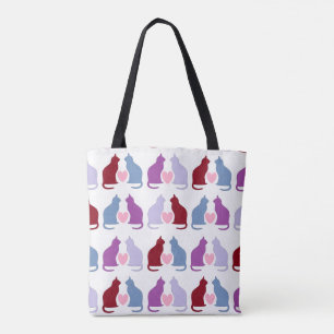 Cute Cats and Hearts Pattern Tote Bag