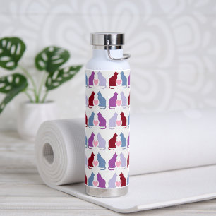 Cute Cats and Hearts Pattern Water Bottle