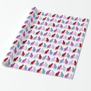 Cute Cats and Hearts Pattern Wrapping Paper