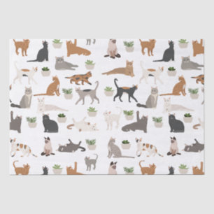 Cute Cats and House Plants Decoupage Tissue Paper