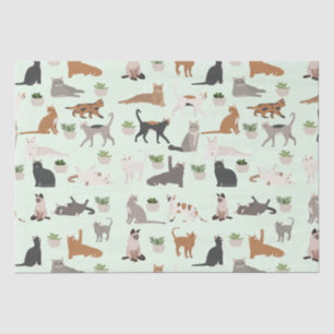 Cute Cats and House Plants Decoupage Tissue Paper