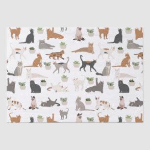 Cute Cats and House Plants Decoupage Tissue Paper