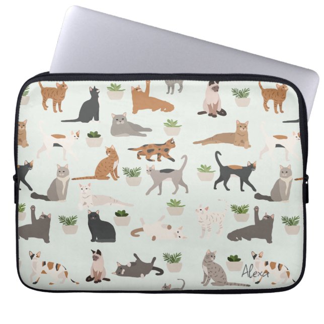 Cute Cats and House Plants  Laptop Sleeve (Front)
