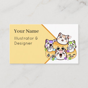Cute Cats and Mooncakes - Kawaii Japanese Snack Business Card