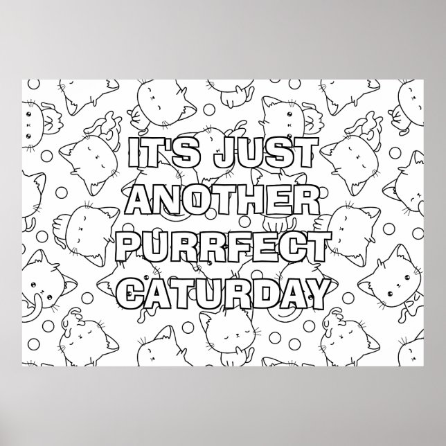 Cute Cats and Polka Dots Large Colouring Poster (Front)
