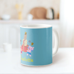 Cute cats and presents  Blue Name Coffee Mug