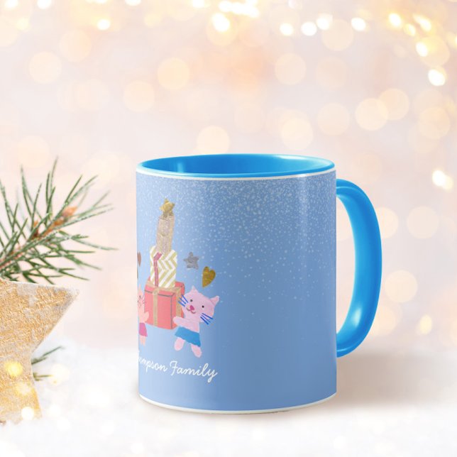 Cute cats and presents blue winter mug (Creator Uploaded)