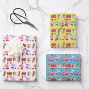 Cute Cats and Presents Handmade Pattern Kids Wrapping Paper Sheet