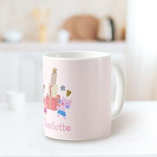 Cute cats and presents Pink Name Mug