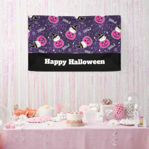 Cute Cats and Pumpkins Halloween Pattern Banner