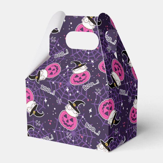 Cute Cats and Pumpkins Halloween Pattern Favour Box (Front Side)