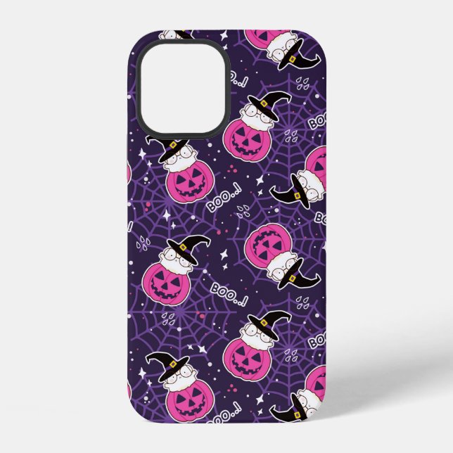Cute Cats and Pumpkins Halloween Pattern iPhone Case (Back)