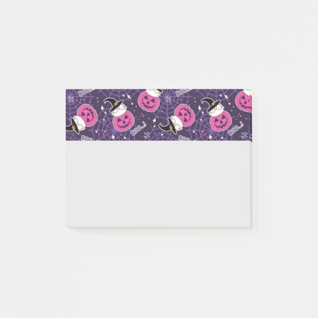 Cute Cats and Pumpkins Halloween Pattern Post-it Notes (Front)