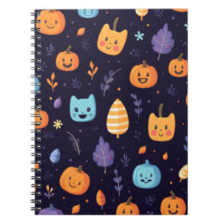 Cute Cats and Pumpkins Spiral Notebook