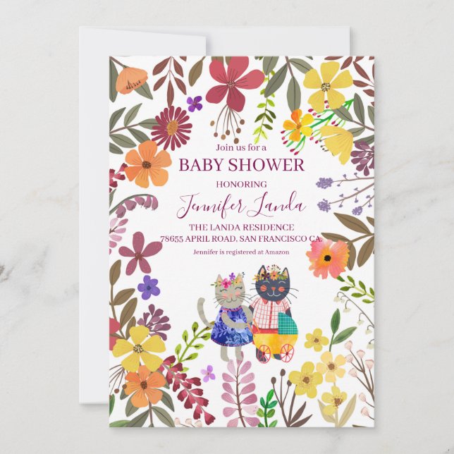 Cute Cats Baby Shower Invitation (Front)