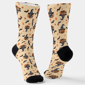 Cute Cats Bats & Pumpkins Halloween Socks