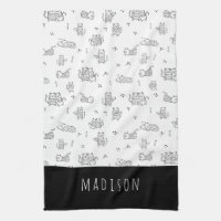 Cute Cats Black and White Doodle Pattern
