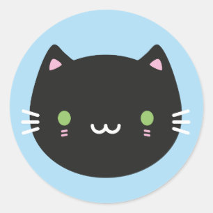Cute Cats - Black Kawaii Kitten Classic Round Sticker