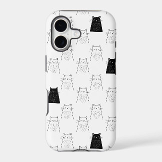 Cute Cats - Black & White Pattern