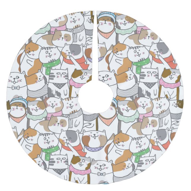 Cute Cats Brushed Polyester Tree Skirt (Front)