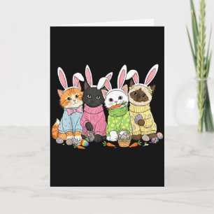 Cute Cats Bunny Ears Kitten Squad Egg Hunt Easter Card