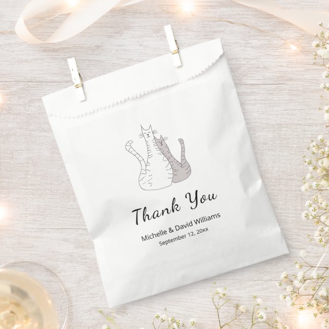 Cute Cats Cartoon Drawing Wedding  Favour Bags (Clipped)