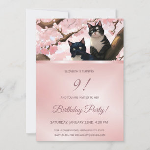 Cute Cats    Cherry Blossom Girls Invitation