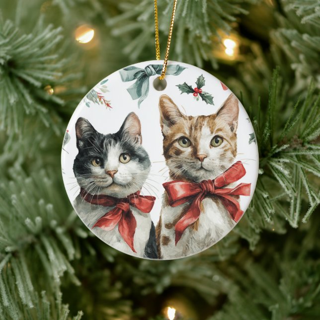 Cute Cats Christmas Ornament (Tree)
