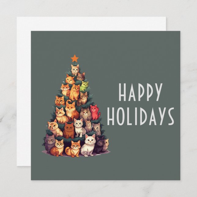 Cute Cats Christmas Tree Customisable Holiday (Front/Back)