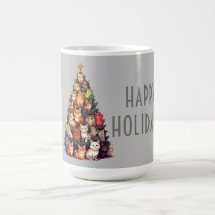 Cute Cats Christmas Tree Customisable Holiday Coffee Mug