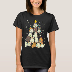 Cute Cats Christmas Tree Funny T-Shirt