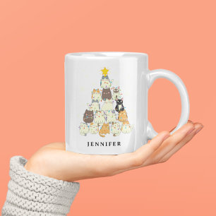 Cute Cats Christmas Tree Personalized Coffee Mug