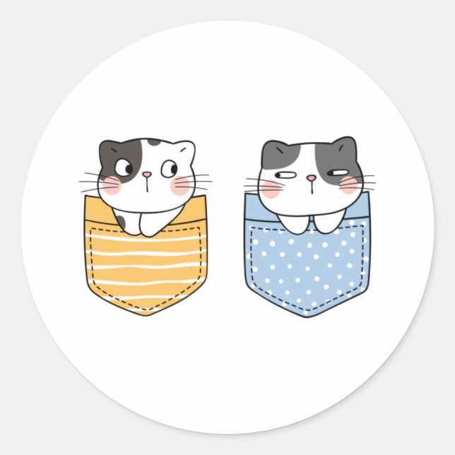 Cute Cats Classic Round Sticker (Front)