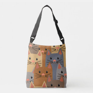 Cute Cats Colorful Cat Face Collage Crossbody Bag